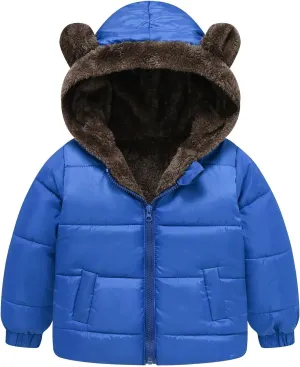 Kids Winter Coat Boys and Girls Middle Children Solid Color Ears Cute Pocket Short Cotton Padded Boys Coats Size 8