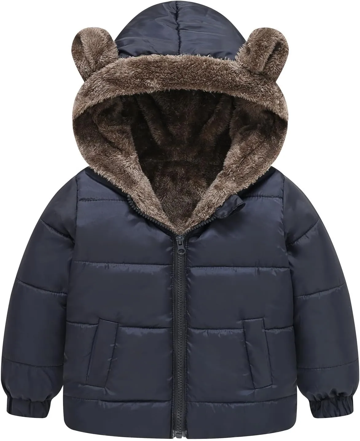 Kids Winter Coat Boys and Girls Middle Children Solid Color Ears Cute Pocket Short Cotton Padded Boys Coats Size 8