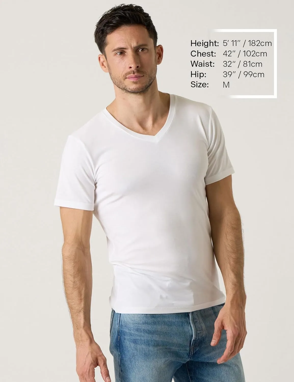 LAPASA Mens 2-Pack Micro Modal Tag-Free Short Sleeve T-Shirts Crew & V-Neck Solid Plain Regular-Fit Tee M07/M08