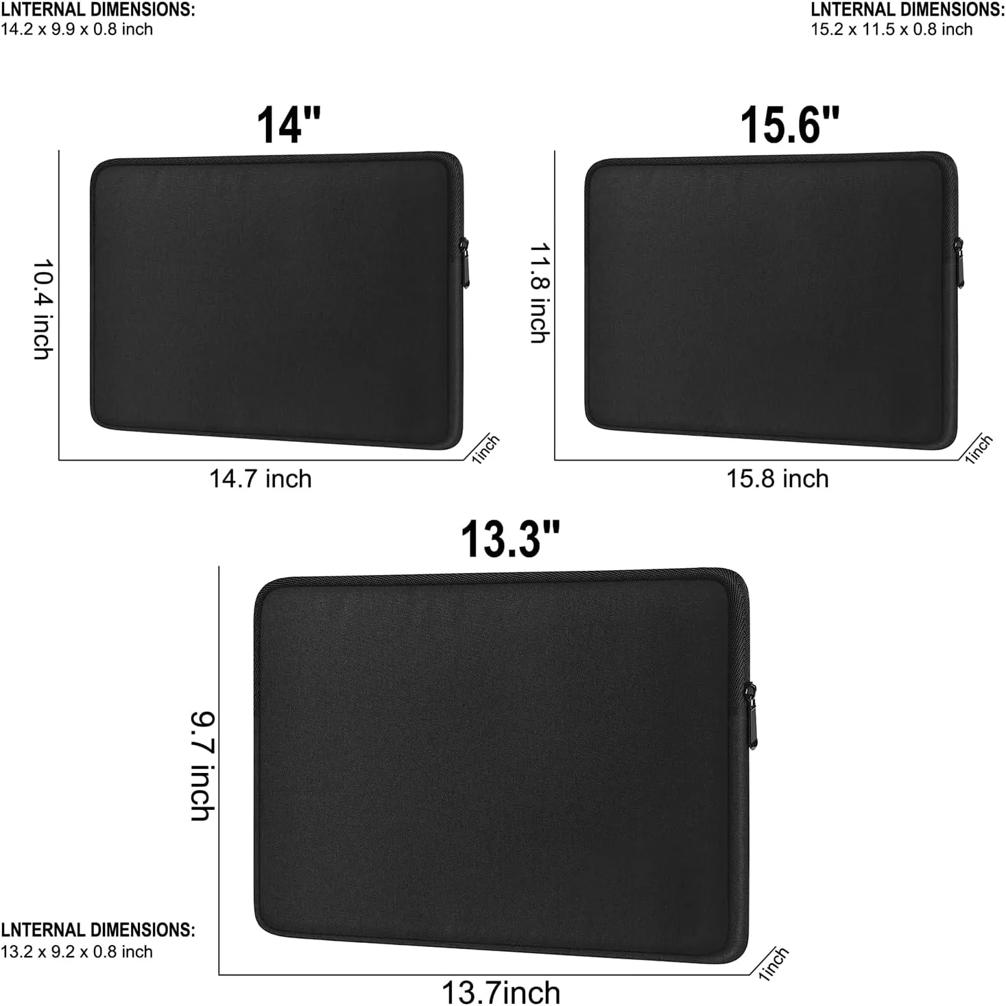 Laptop Case 13.3 inch, Shockproof Protective Traveling Computer Sleeve 14 Inch, Water Resistant Portable Laptop Carrying Bag Compatible for MacBook Air Pro, Lenovo, HP, Dell, Asus, Black