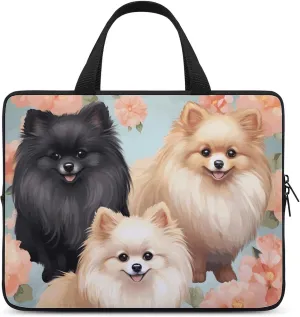 Laptop Case Sleeve Shockproof Computer Carrying Bag Pomeranians Pattern Laptop Bag Tote Lightweight Notebook Case Cover Traveling Briefcase Handle Bags for Travel Business 17inch