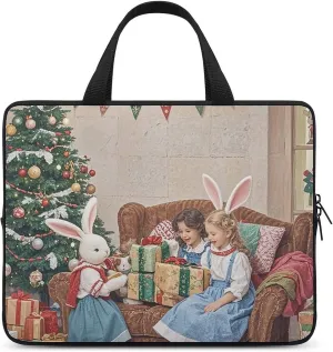Laptop Case Sleeve Shockproof Computer Carrying Bag Rabbit Dress Up Laptop Bag Tote Lightweight Notebook Case Cover Traveling Briefcase Handle Bags for Travel Business 10inch