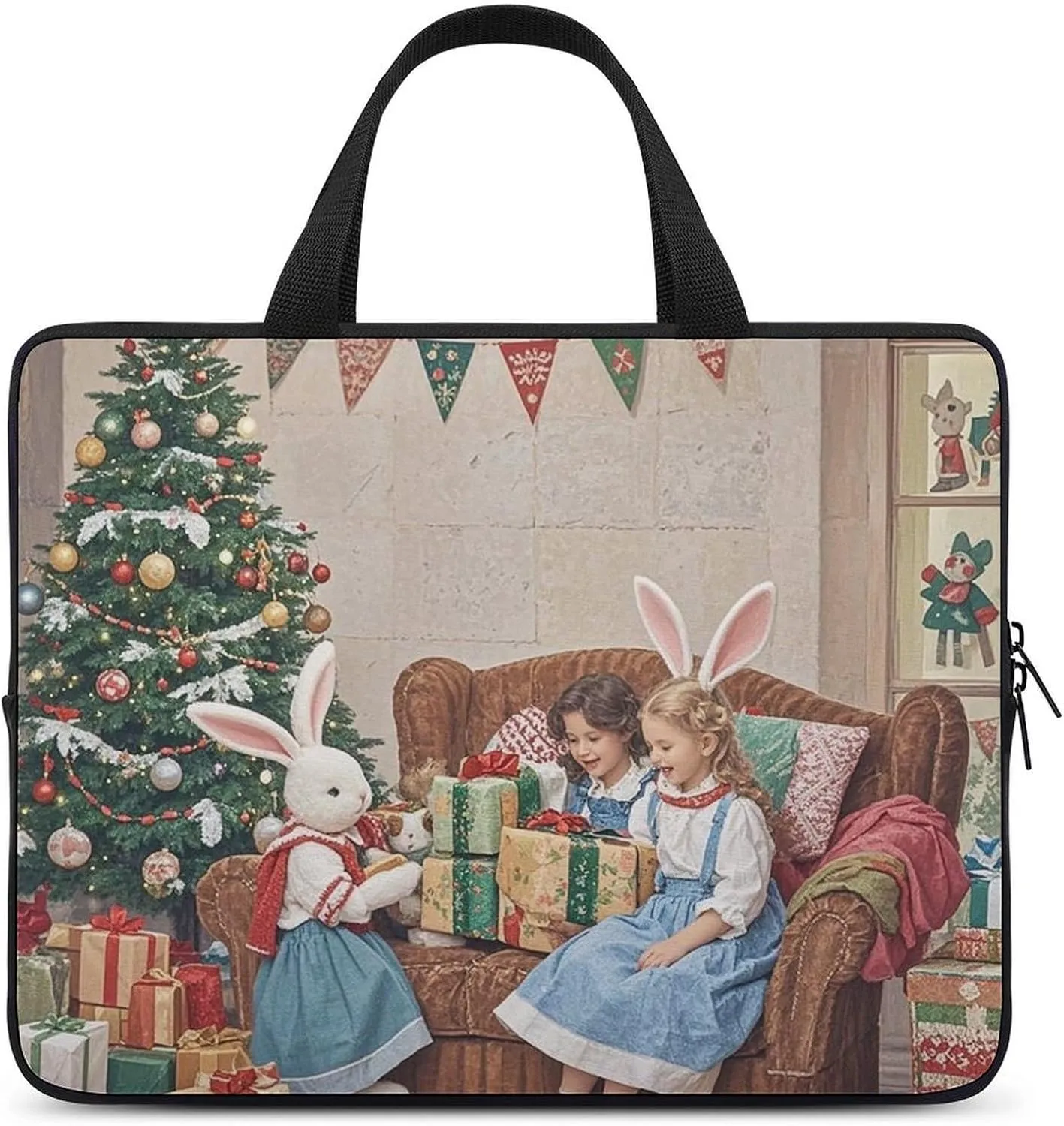 Laptop Case Sleeve Shockproof Computer Carrying Bag Rabbit Dress Up Laptop Bag Tote Lightweight Notebook Case Cover Traveling Briefcase Handle Bags for Travel Business 17inch