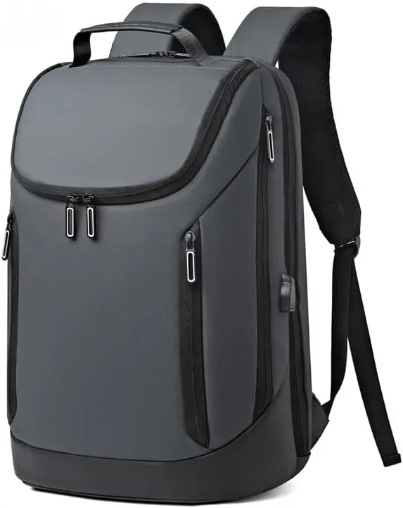 Laptop Travel Backpack Water-Resistant Anti-Theft Bag with USB Charging Port Computer Backpack for Laptop Gifts for Men (Grey)