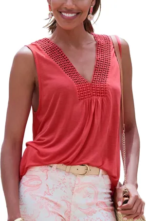LASCANA Women's Crochet Insert Tank Top