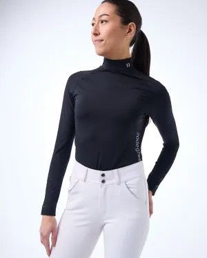 Laser Cut Sport Mock Neck- Black
