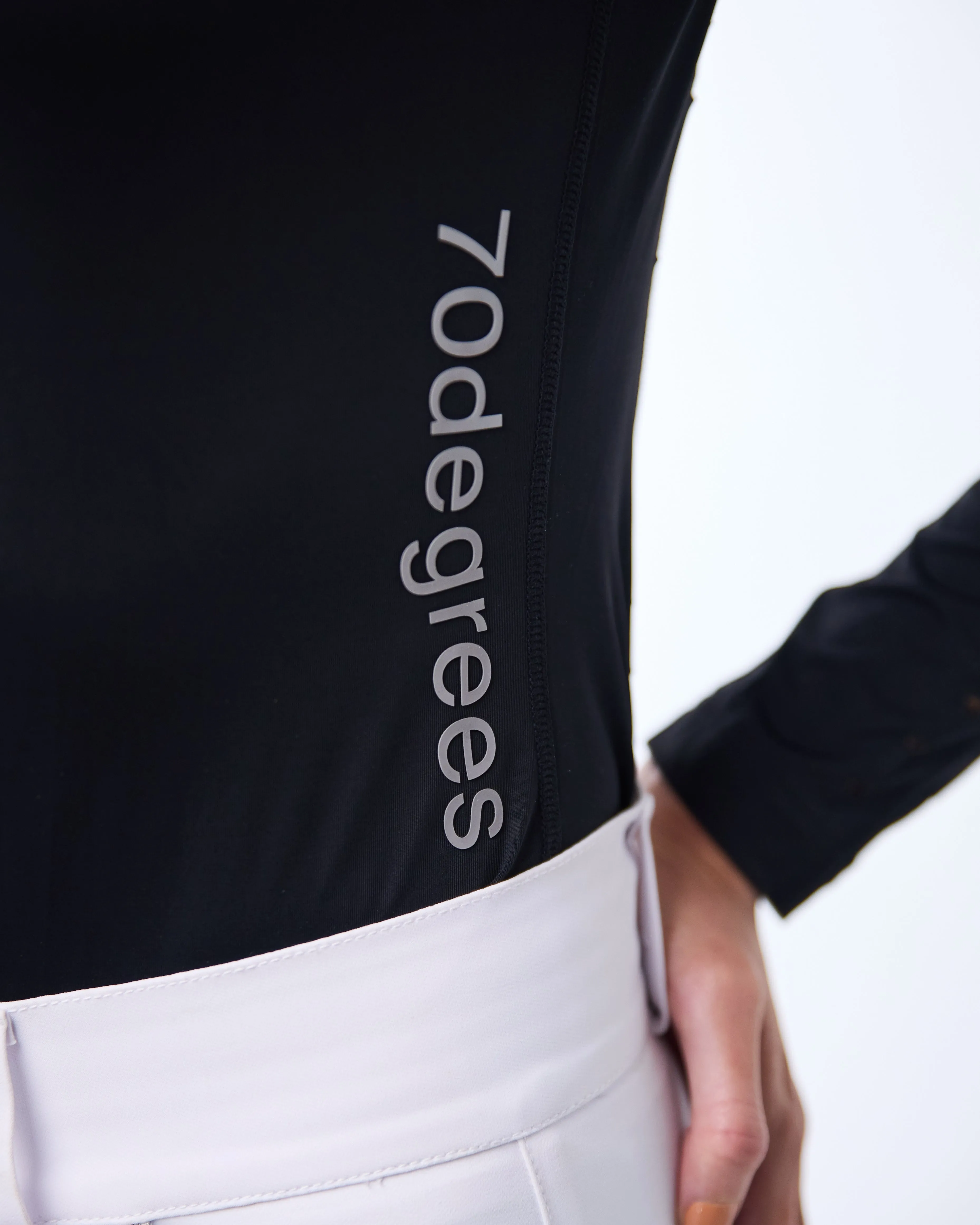 Laser Cut Sport Mock Neck- Black