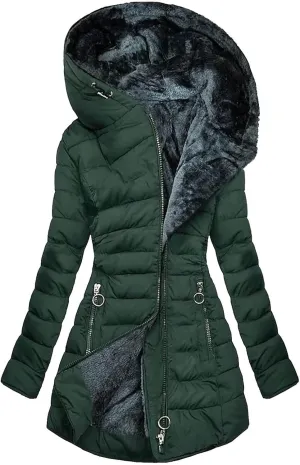 Lastesso Women's Winter Warm Thicken Long Outwear Fall Winter Warm Wool Blend Lined Coats Pockets Coat Comfy Parka Jacket