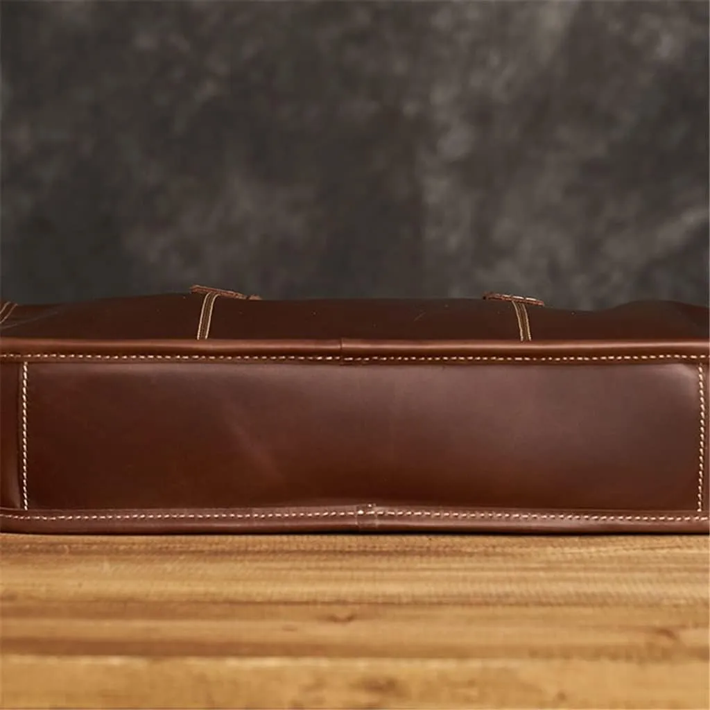 Leather Men's Briefcase Large Capacity Business Bag Black Male Shoulder Laptop Bag