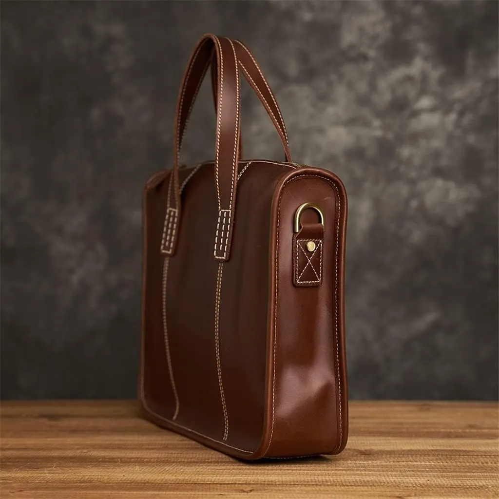 Leather Men's Briefcase Large Capacity Business Bag Black Male Shoulder Laptop Bag