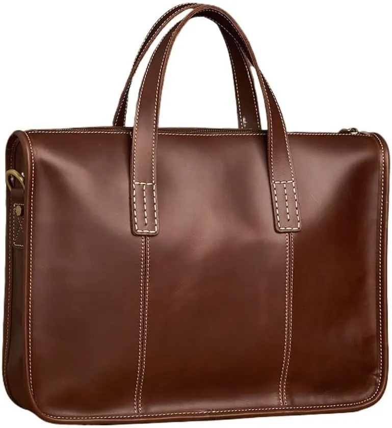 Leather Men's Briefcase Large Capacity Business Bag Black Male Shoulder Laptop Bag