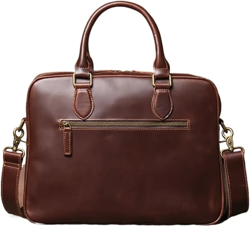 Leather Vintage Man Handbag Briefcase Men Shoulder Cowhide Bags Brown Business 16 Inch Laptop Bag