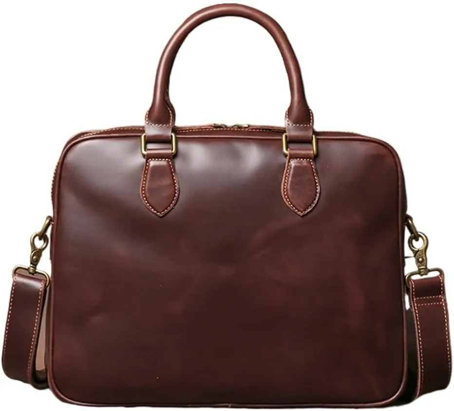 Leather Vintage Man Handbag Briefcase Men Shoulder Cowhide Bags Brown Business 16 Inch Laptop Bag