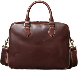 Leather Vintage Man Handbag Briefcase Men Shoulder Cowhide Bags Brown Business 16 Inch Laptop Bag