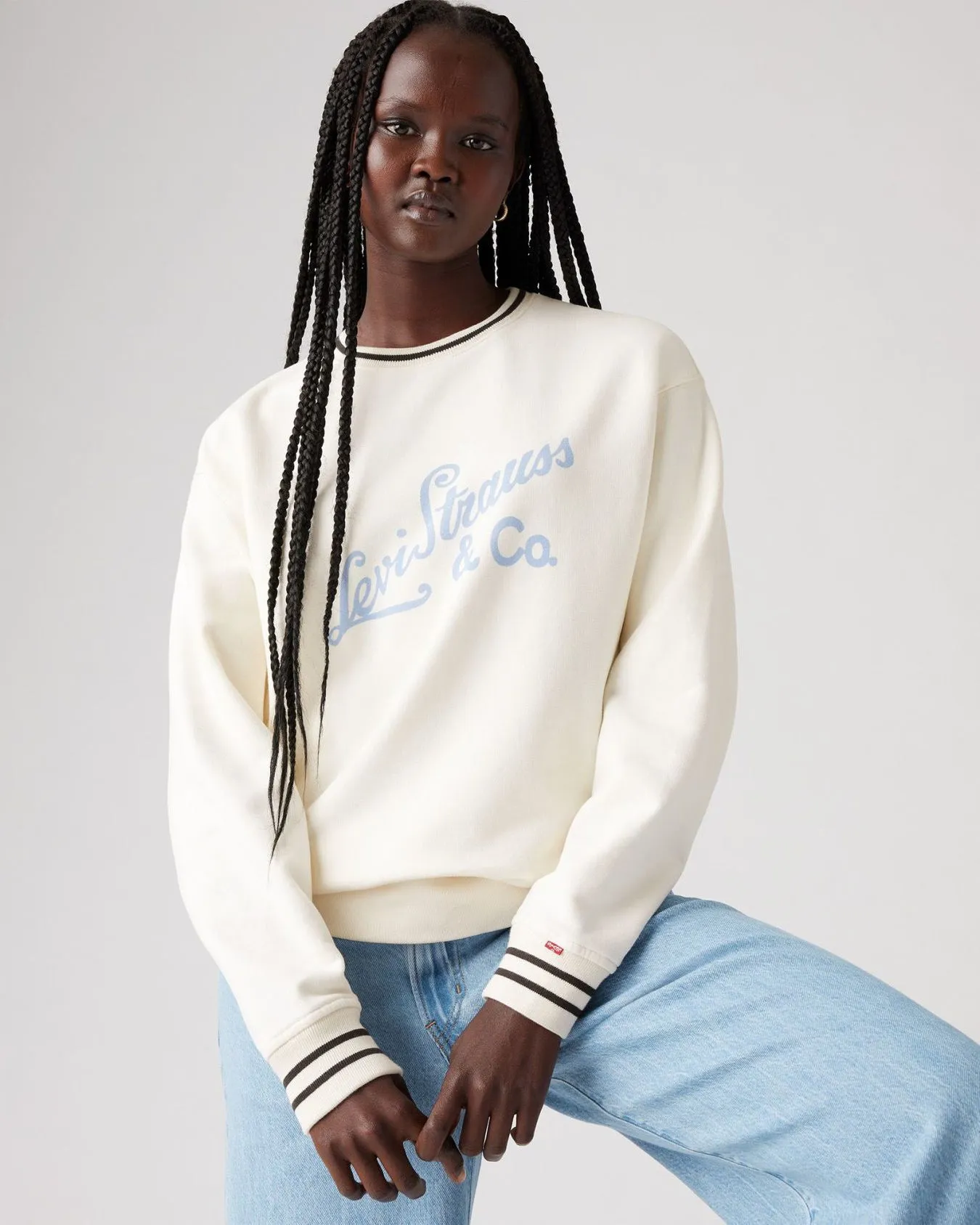 Levi's® Womens Heritage Sport Crew Sweat - Archival Script / Egret