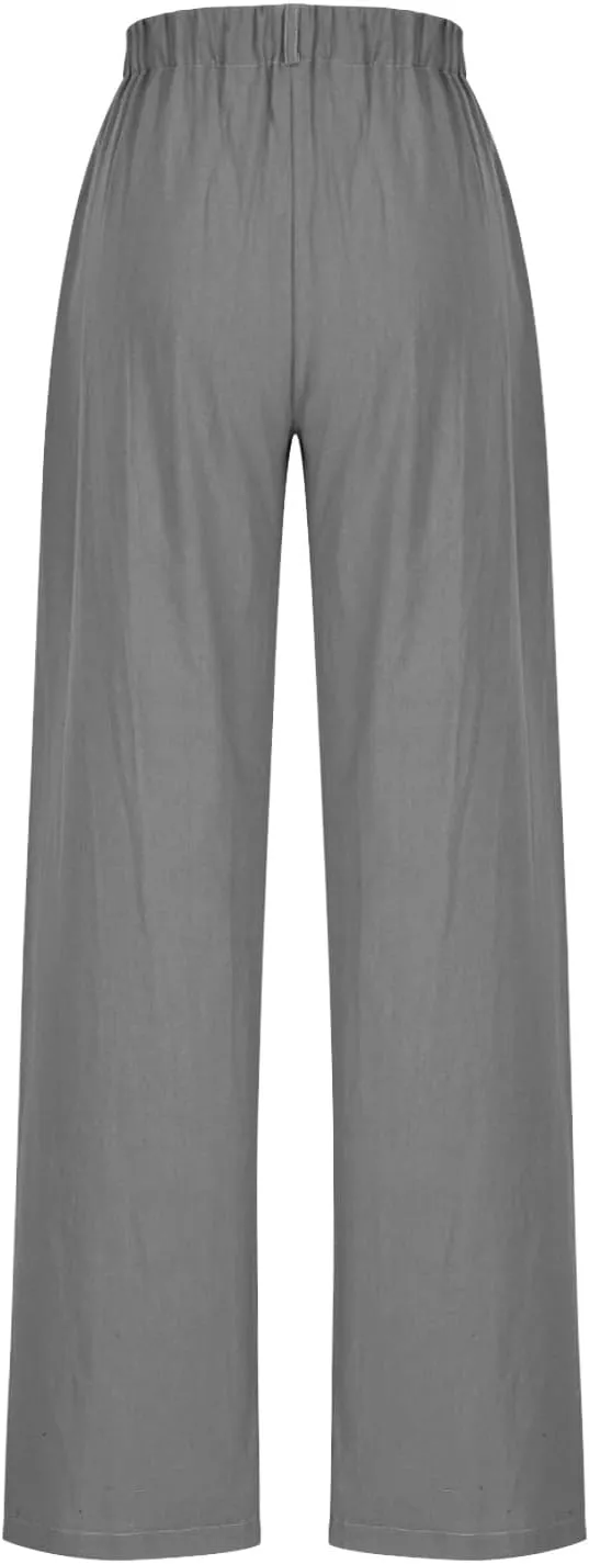 Liene Pants for Women,Wwomens Casual Summer 2025 Drawstring Elastic High Waist Pant Comfy Solid Color Trouser