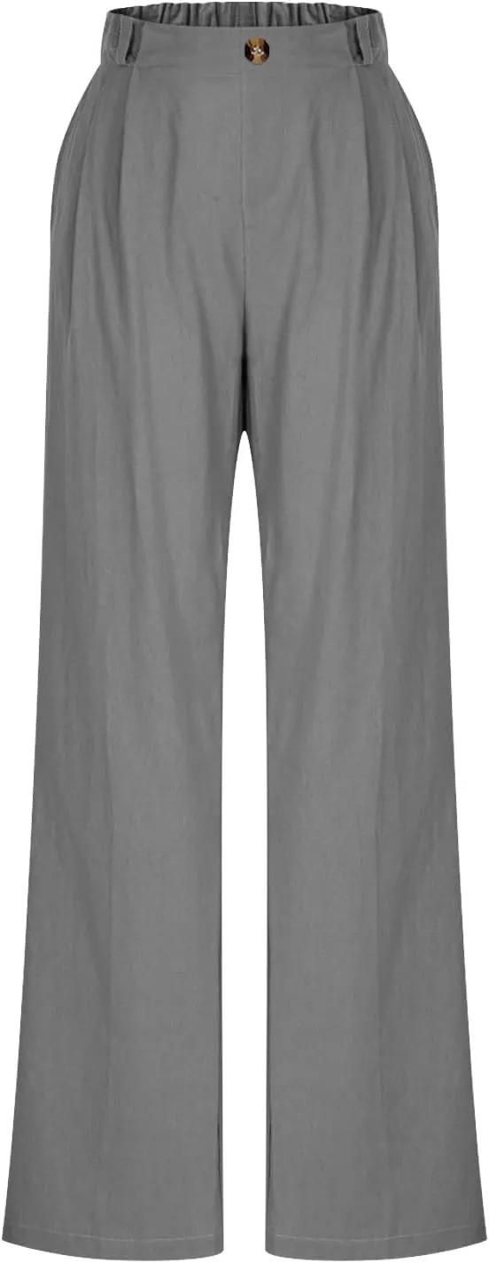 Liene Pants for Women,Wwomens Casual Summer 2025 Drawstring Elastic High Waist Pant Comfy Solid Color Trouser