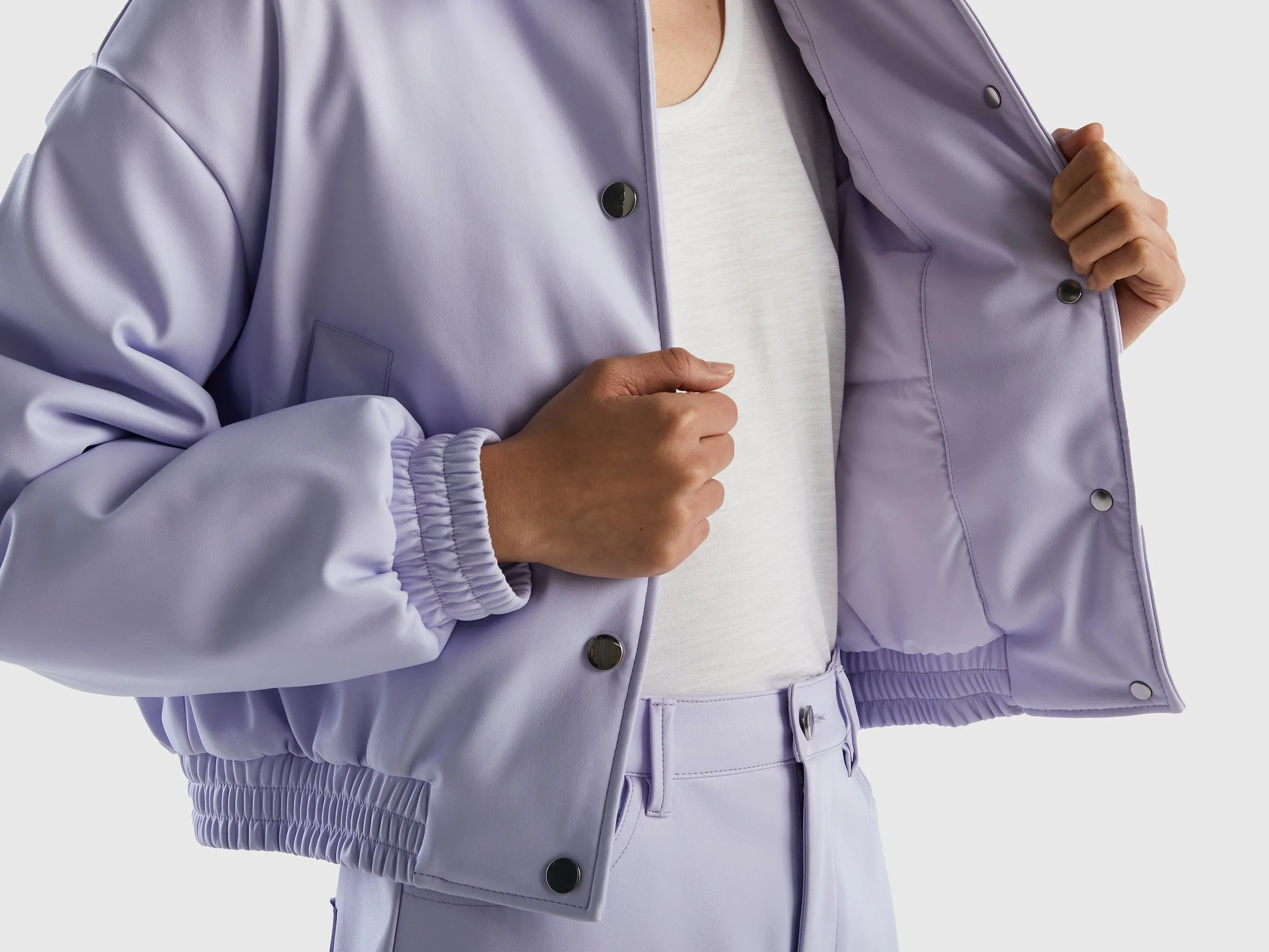 LIGHTWEIGHT BOMBER IN IMITATION LEATHER