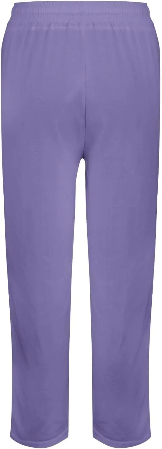 Linen Pants for Women Vintage Tropical Floral Print Elastic High Waist Drawstring Pant Summer Beach Casual Trouser