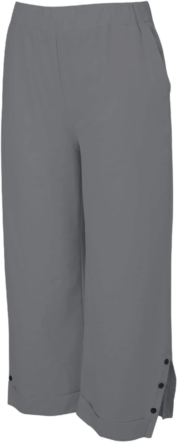 Linen Pants Women Solid Straight Elastic Pants Drawstring Lightweight Spring 2025 Summer Casual Slit Trouser Legs Pants