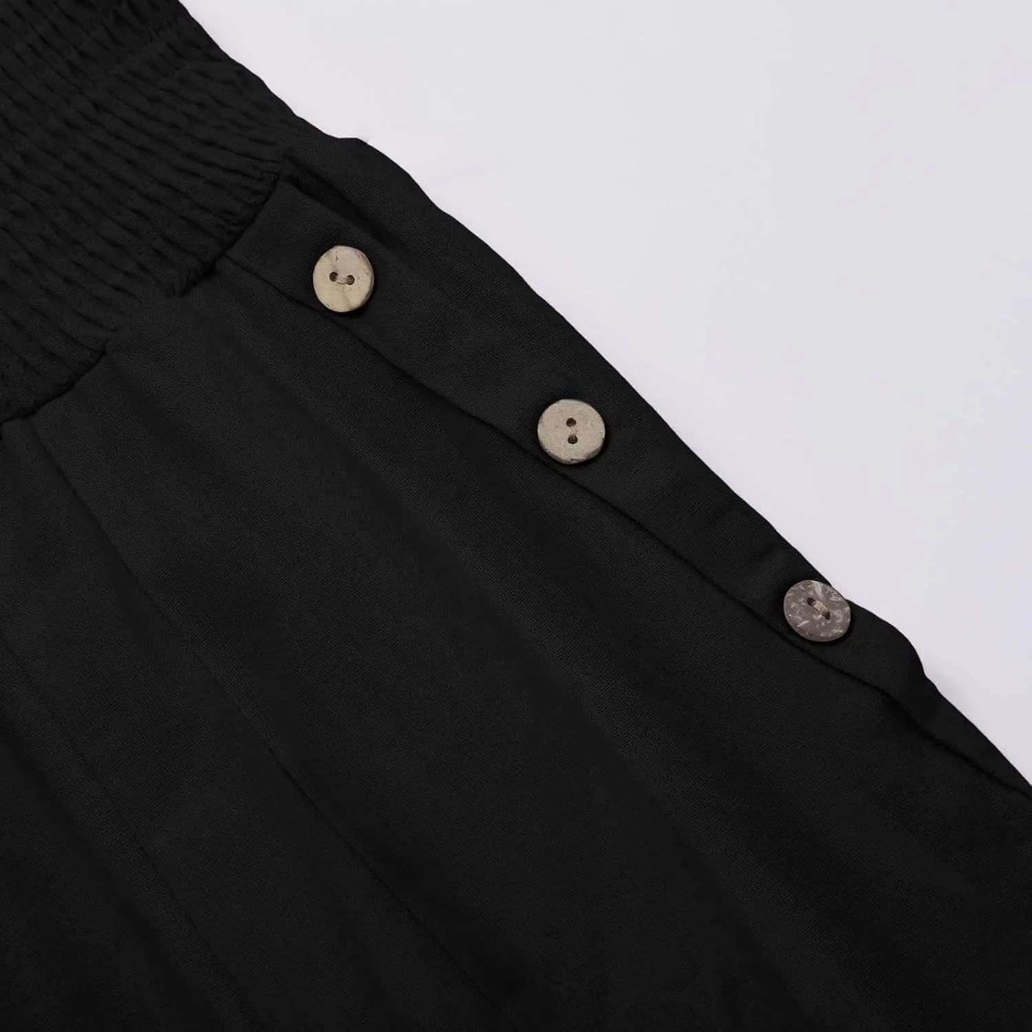 Linen Pants Women Summer Wide Leg Drawstring Elastic Waist High Waisted Lounge Pants Casual Beach Trousers with Pockets