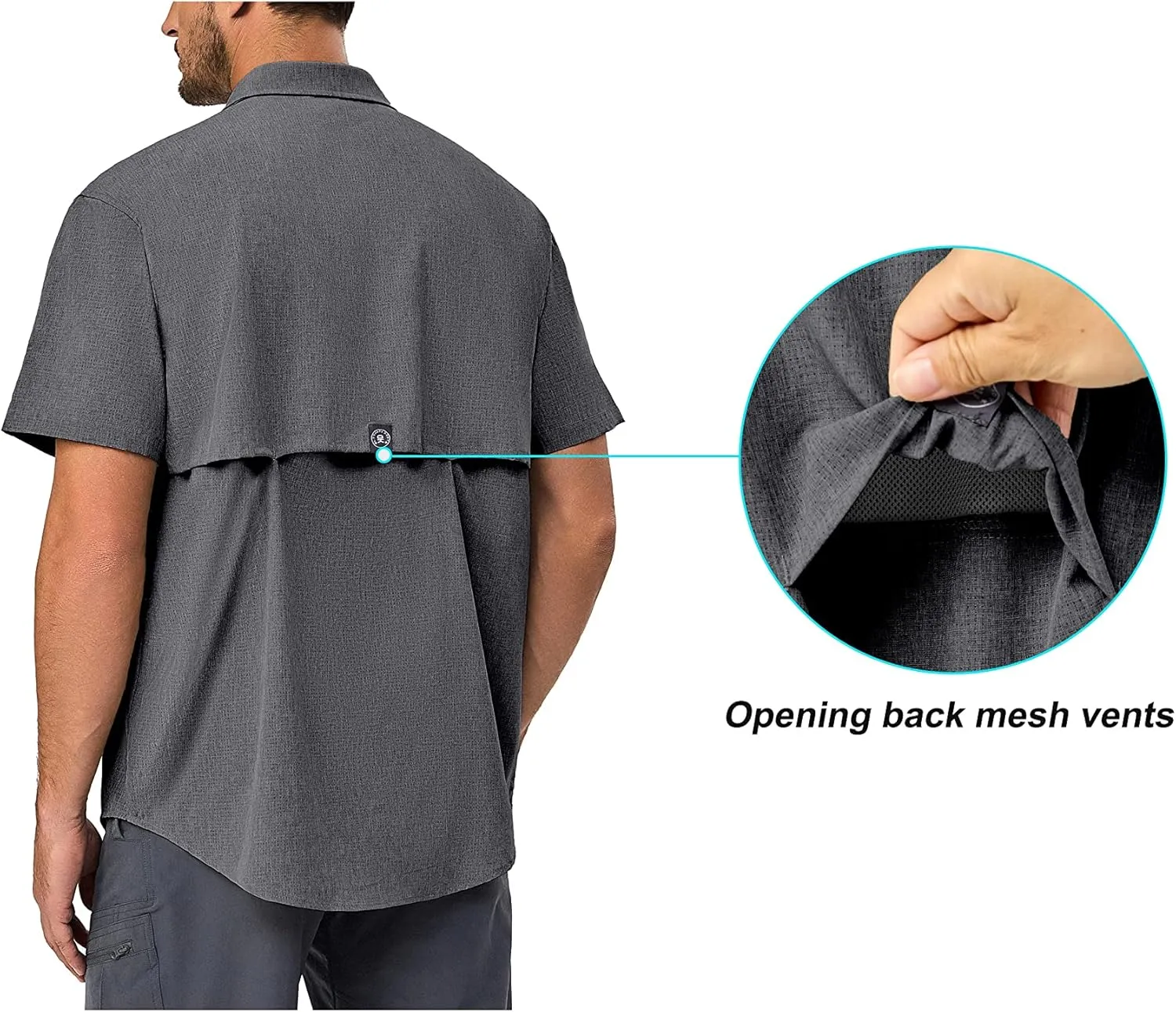 Little Donkey Andy Men's Lightweight UPF 50  Short Sleeve Shirt, Breathable Fishing Hiking Shirt, Air-Holes Tech