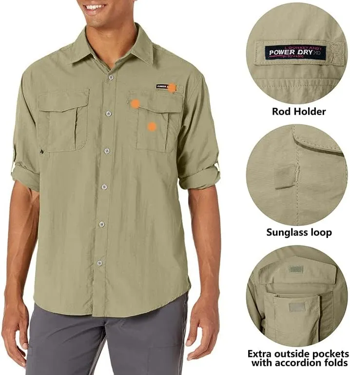 Little Donkey Andy Men's UPF 50  UV Protection Shirt, Short Sleeve Fishing Shirt, Breathable and Fast Dry