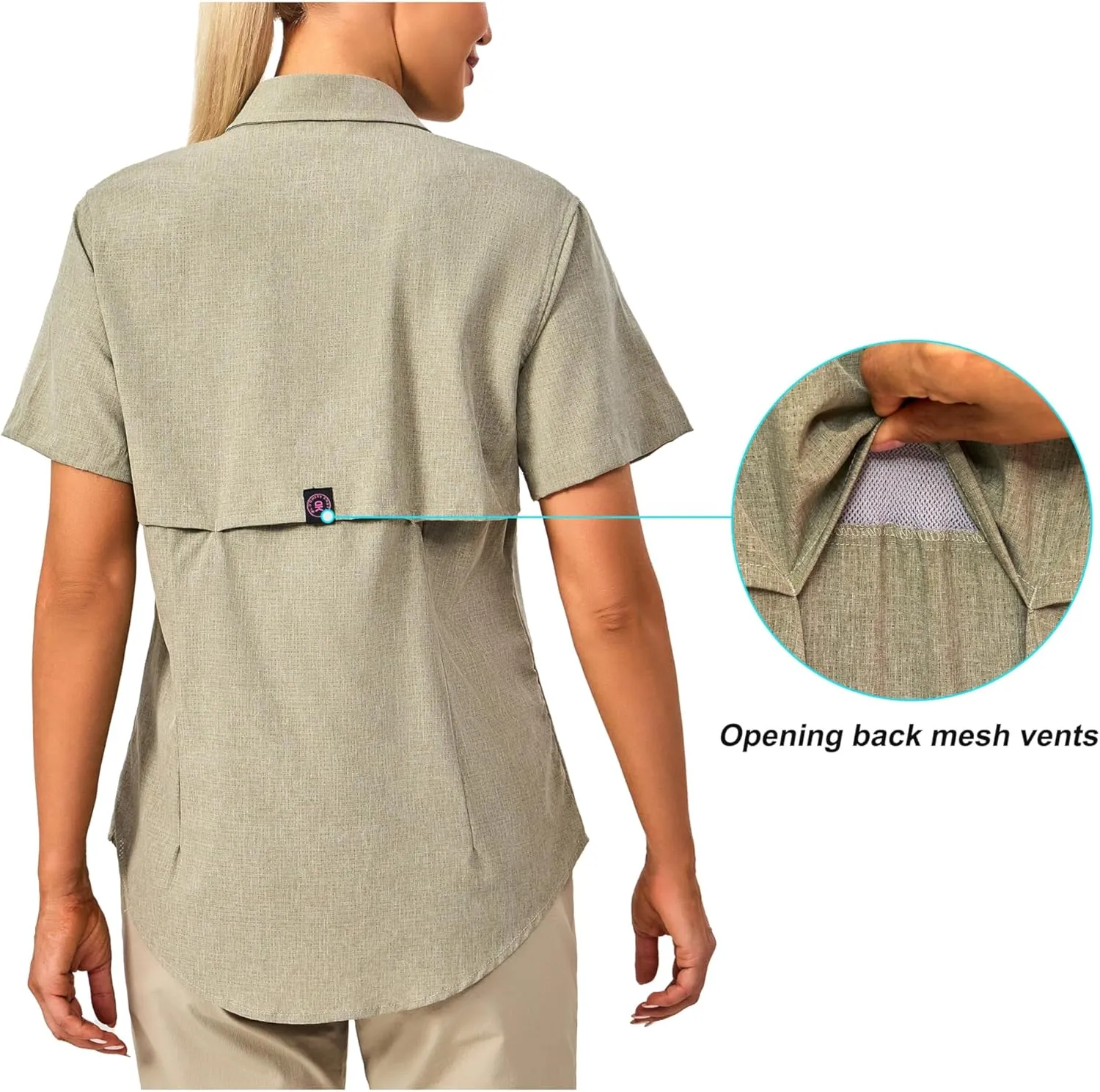 Little Donkey Andy Women's Lightweight UPF 50  Short Sleeve Shirt, Breathable Fishing Hiking Shirt, Air-Holes Tech
