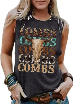 Long Live Cowboys Tank Shirt Women Casual Sleeveless Vintage Country Music Shirt Funny Letter Print Graphic Tank Vest