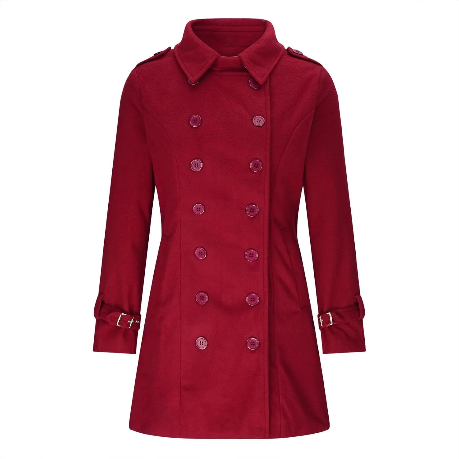Long Winter Coats for Women Classic Notched Lapel Double Breasted Trench Coat Elegant Winter Wool Blend Overcoats