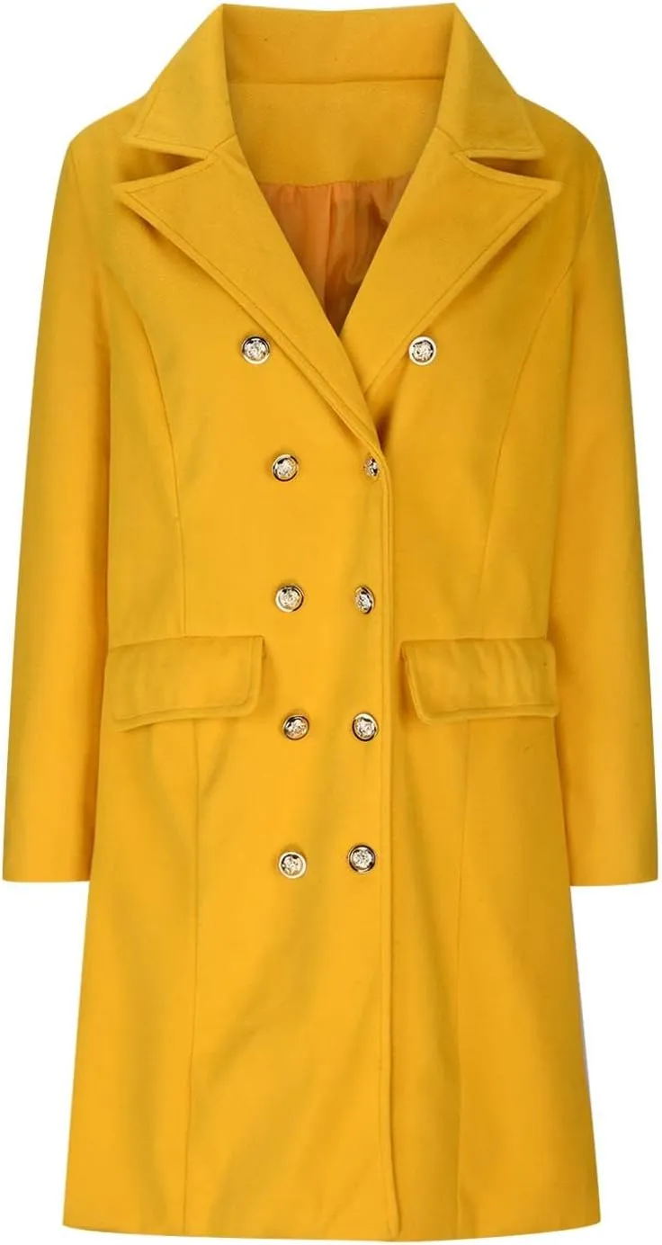 Long Winter Coats for Women Classic Notched Lapel Double Breasted Trench Coat Elegant Winter Wool Blend Overcoats