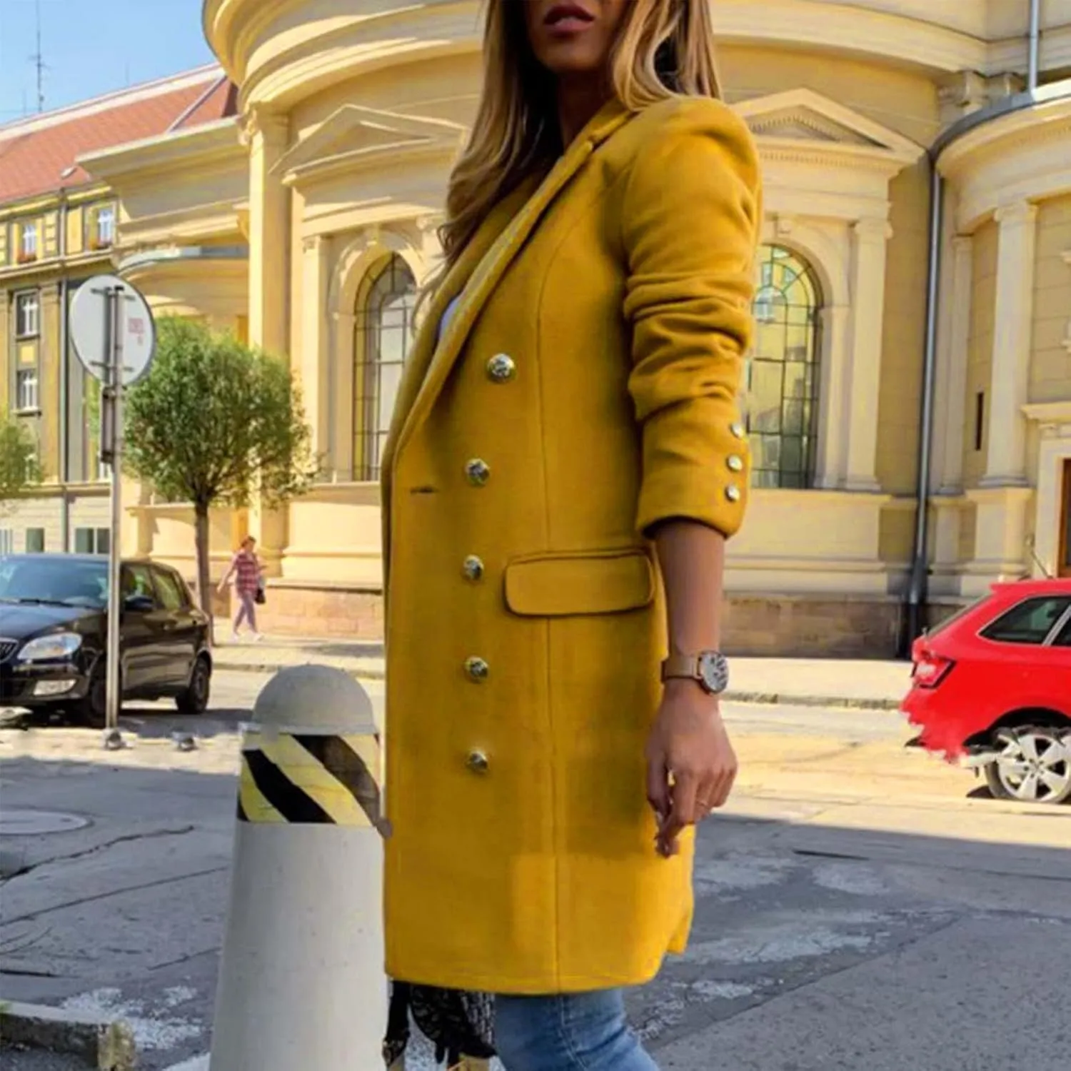 Long Winter Coats for Women Classic Notched Lapel Double Breasted Trench Coat Elegant Winter Wool Blend Overcoats
