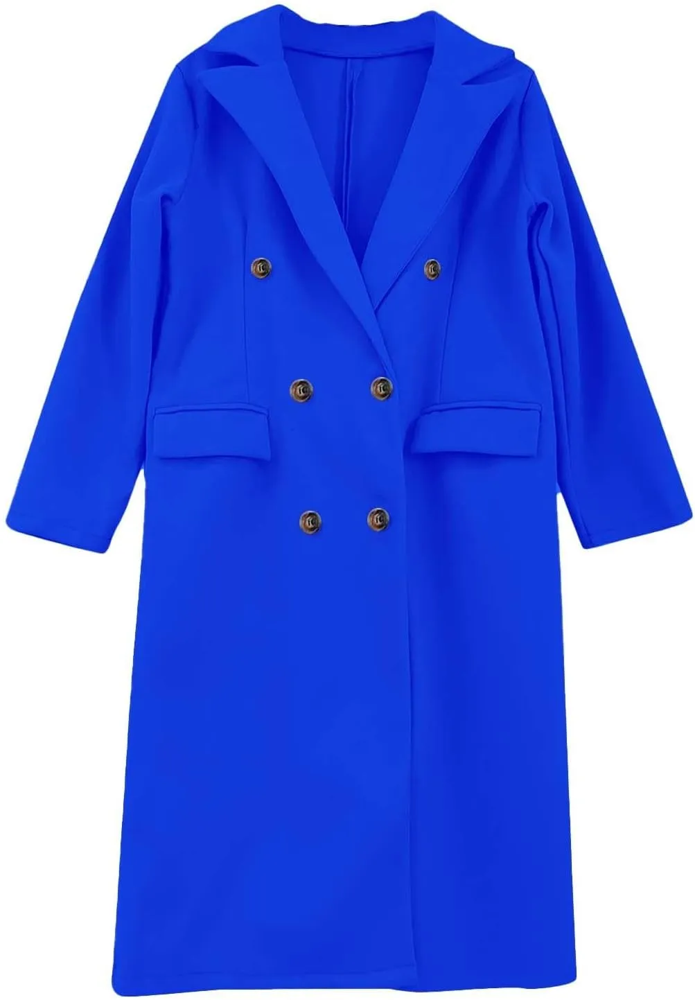 Long Winter Coats for Women Double Breasted Classic Lapel Outerwear Casual Trench Coat