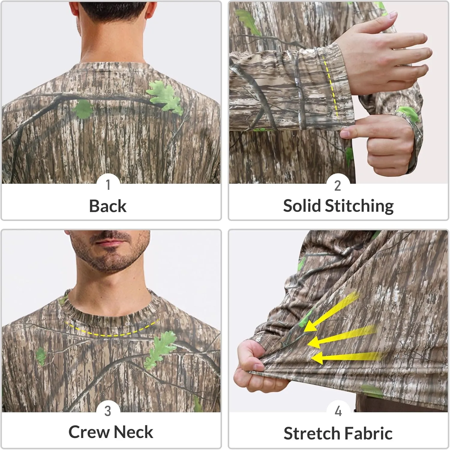 LOOGU Mens Hunting Camo Shirt Lightweight, Camouflage Shirts for Men Long Sleeve Shirt for Fishing Hiking Camping