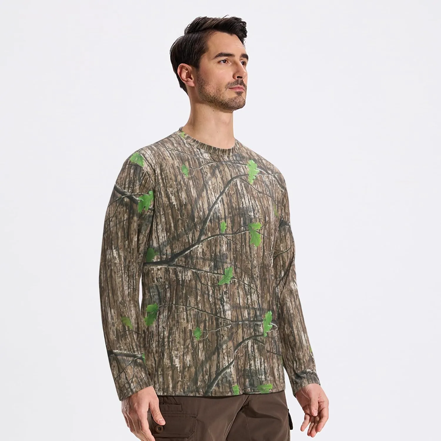 LOOGU Mens Hunting Camo Shirt Lightweight, Camouflage Shirts for Men Long Sleeve Shirt for Fishing Hiking Camping