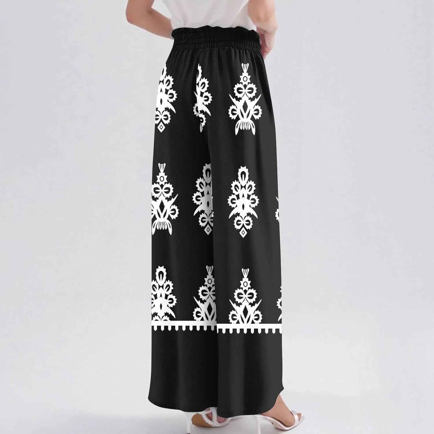 Loose Pants for Women Baggy Boho High Waisted Bohemian Print Flowy Loose Fit Plus Size Wide Leg Trousers