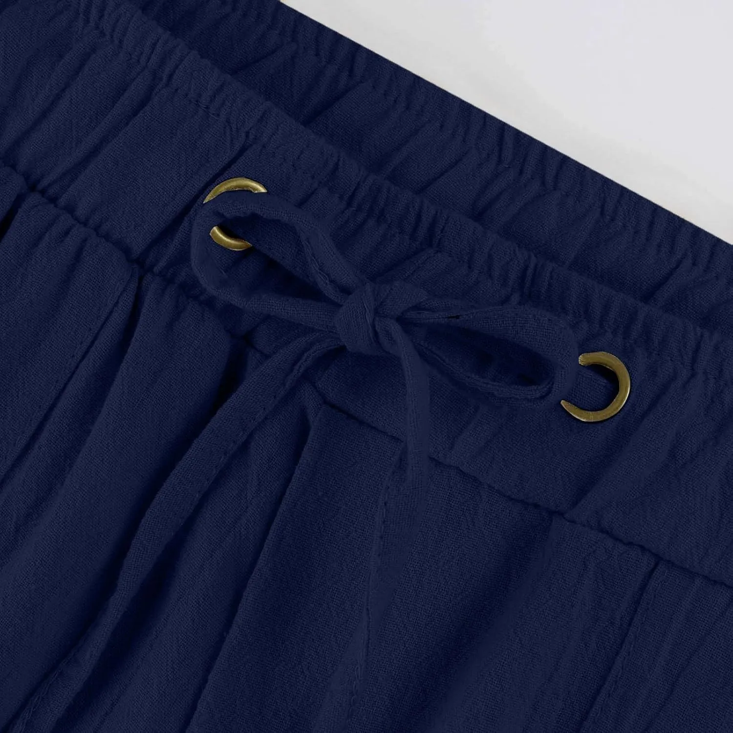 Low Rise Petite Linen Pants for Women Drawstring Elastic Waist Y2K Casual Flared Trouser Summer Loungewear Yoga Pants