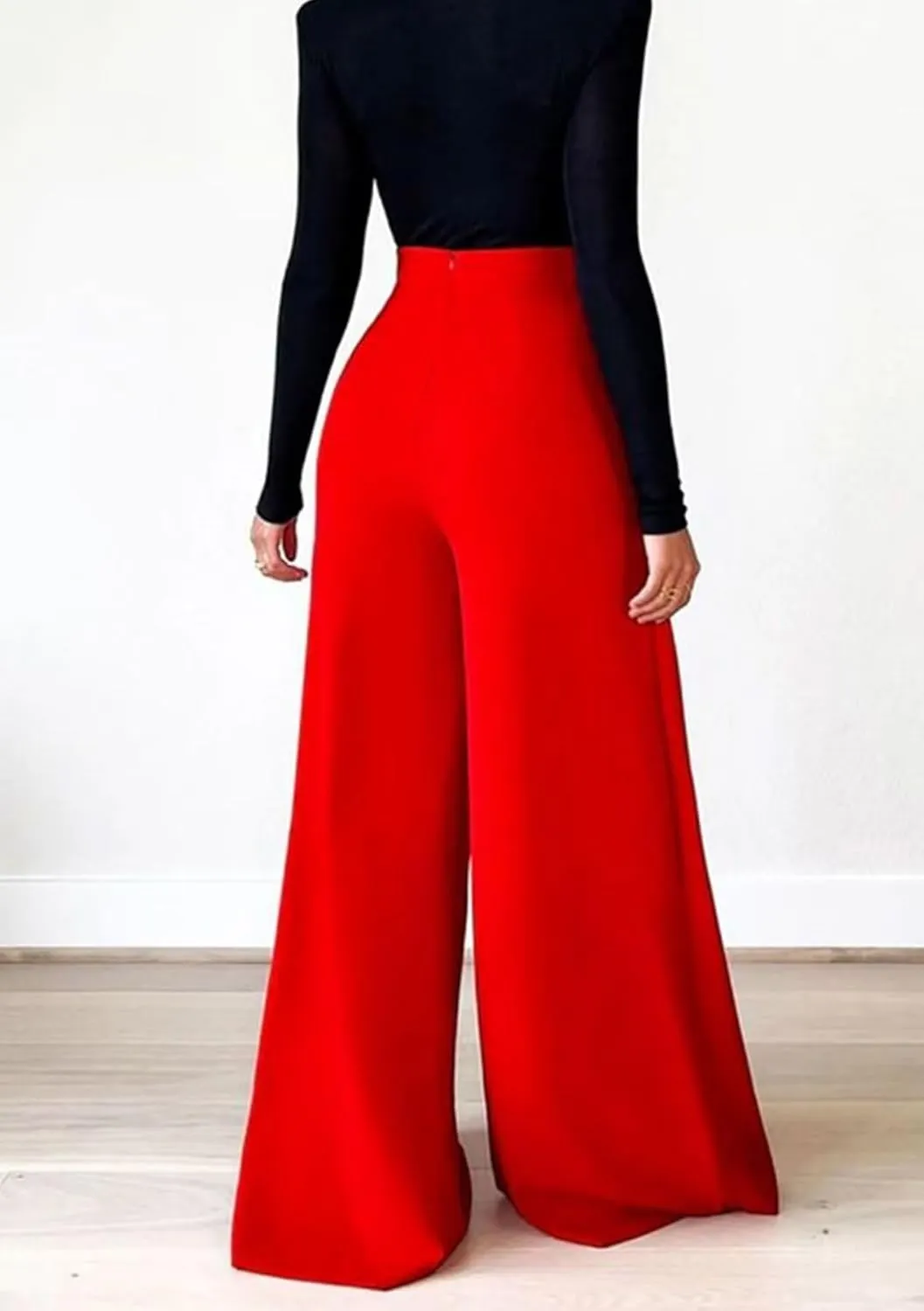 LROSEY Women Flowy High Waisted Wide Leg Dress Pants Pleated Palazzo Trousers for Casual Business Work Office Suit