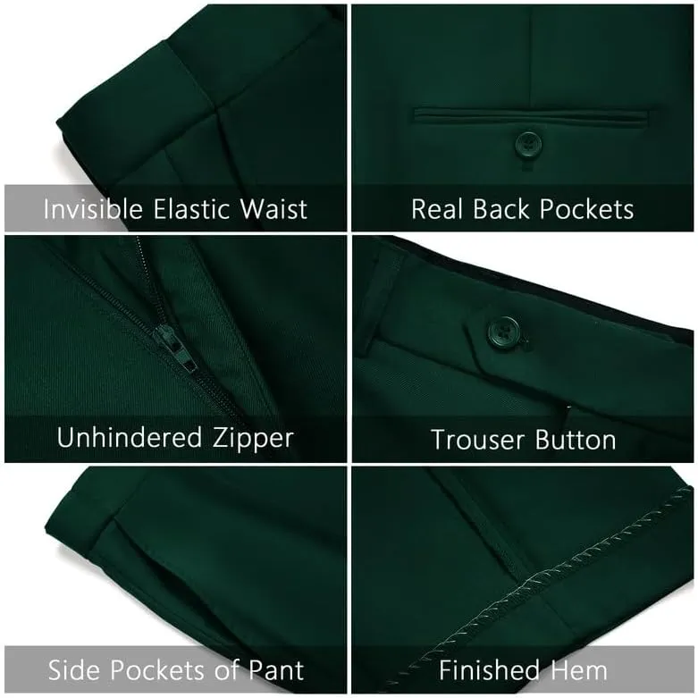 MAGE MALE Mens 2 Piece Suit Slim Fit Solid Wedding Prom Tuxedo Suit with One Button Notch Lapel Blazer and Pants