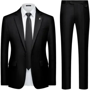 MAGE MALE Mens 2 Piece Suit Slim Fit Solid Wedding Prom Tuxedo Suit with One Button Notch Lapel Blazer and Pants
