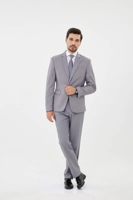 MAGE MALE Mens 2 Piece Suit Slim Fit Solid Wedding Prom Tuxedo Suit with One Button Notch Lapel Blazer and Pants