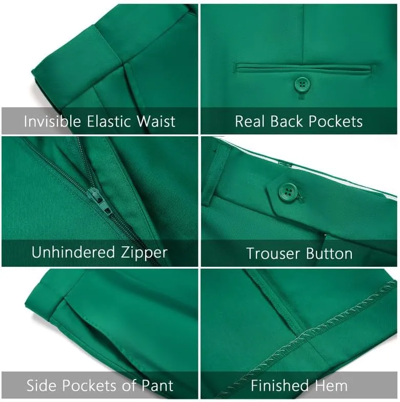 MAGE MALE Mens 2 Piece Suit Slim Fit Solid Wedding Prom Tuxedo Suit with One Button Notch Lapel Blazer and Pants