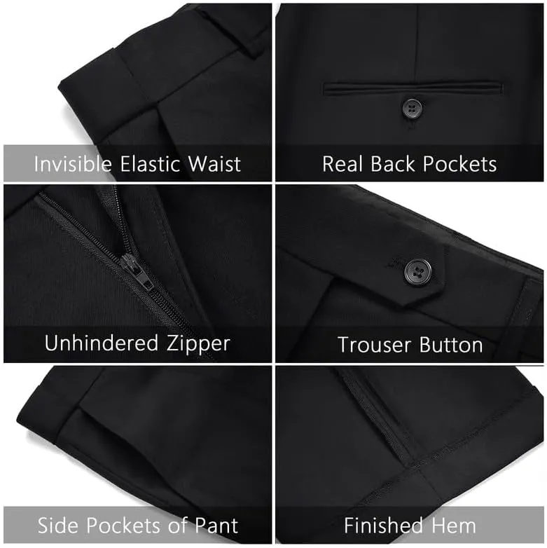 MAGE MALE Mens 2 Piece Suit Slim Fit Solid Wedding Prom Tuxedo Suit with One Button Notch Lapel Blazer and Pants