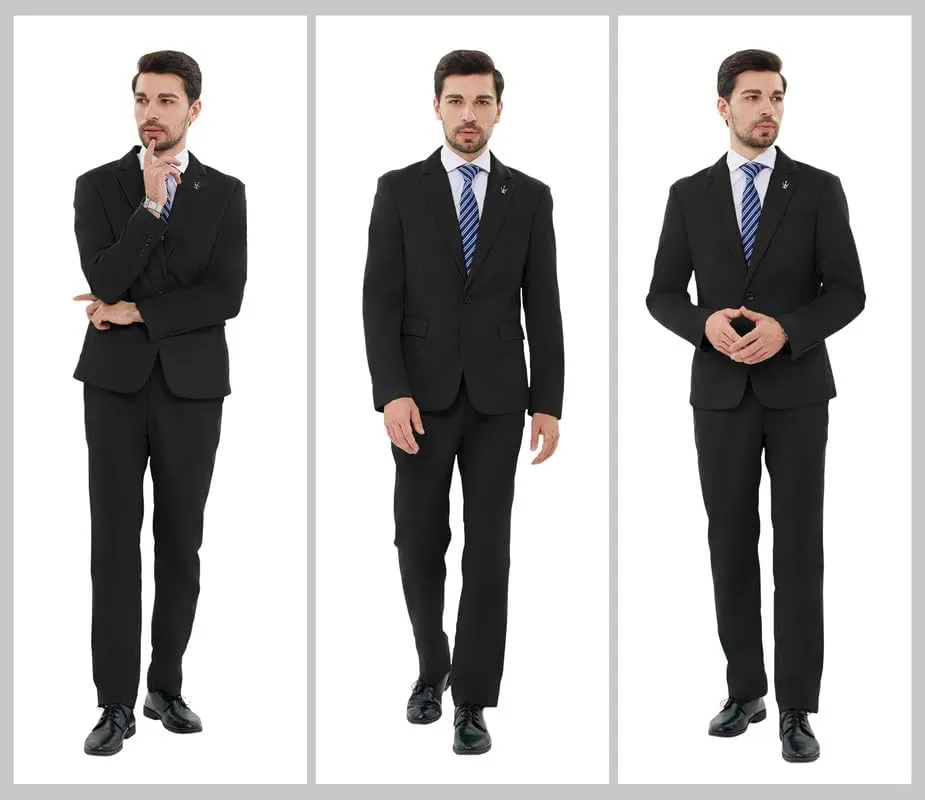 MAGE MALE Mens 2 Piece Suit Slim Fit Solid Wedding Prom Tuxedo Suit with One Button Notch Lapel Blazer and Pants