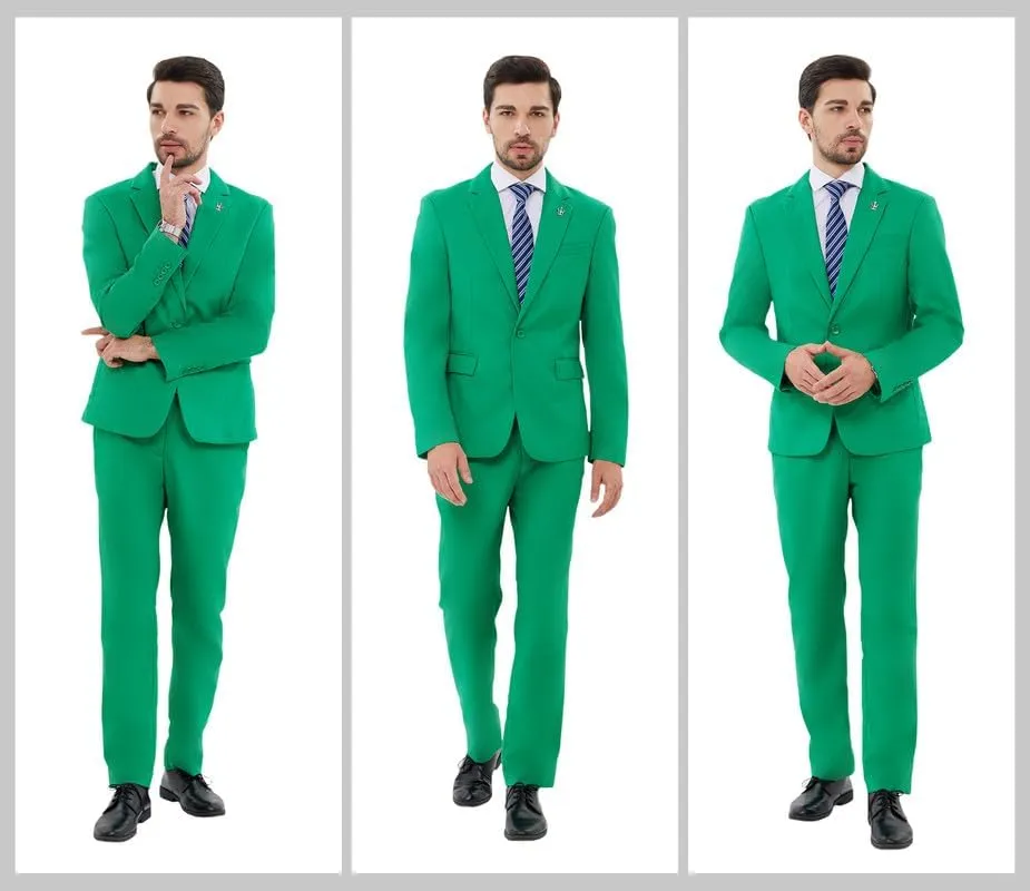 MAGE MALE Mens 2 Piece Suit Slim Fit Solid Wedding Prom Tuxedo Suit with One Button Notch Lapel Blazer and Pants