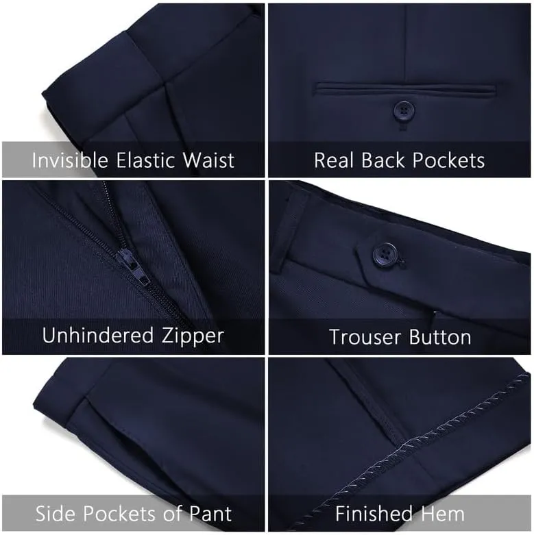 MAGE MALE Mens 2 Piece Suit Slim Fit Solid Wedding Prom Tuxedo Suit with One Button Notch Lapel Blazer and Pants