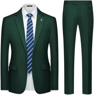 MAGE MALE Mens 2 Piece Suit Slim Fit Solid Wedding Prom Tuxedo Suit with One Button Notch Lapel Blazer and Pants