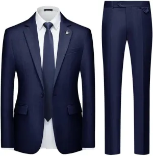 MAGE MALE Mens 2 Piece Suit Slim Fit Solid Wedding Prom Tuxedo Suit with One Button Notch Lapel Blazer and Pants