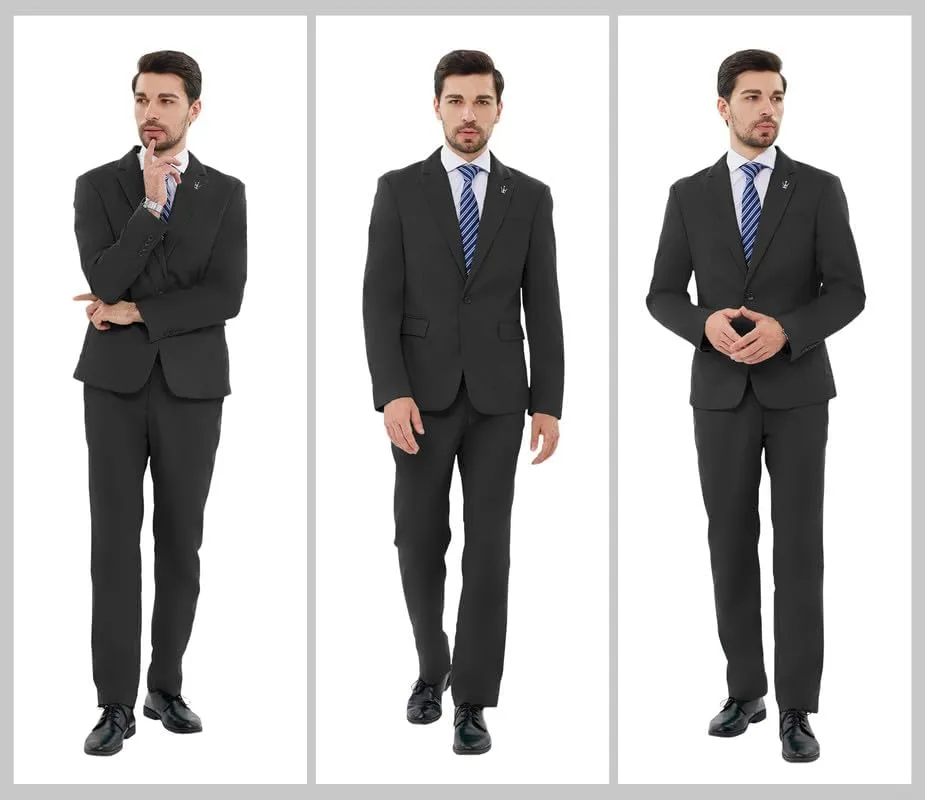 MAGE MALE Mens 2 Piece Suit Slim Fit Solid Wedding Prom Tuxedo Suit with One Button Notch Lapel Blazer and Pants