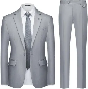MAGE MALE Mens 2 Piece Suit Slim Fit Solid Wedding Prom Tuxedo Suit with One Button Notch Lapel Blazer and Pants